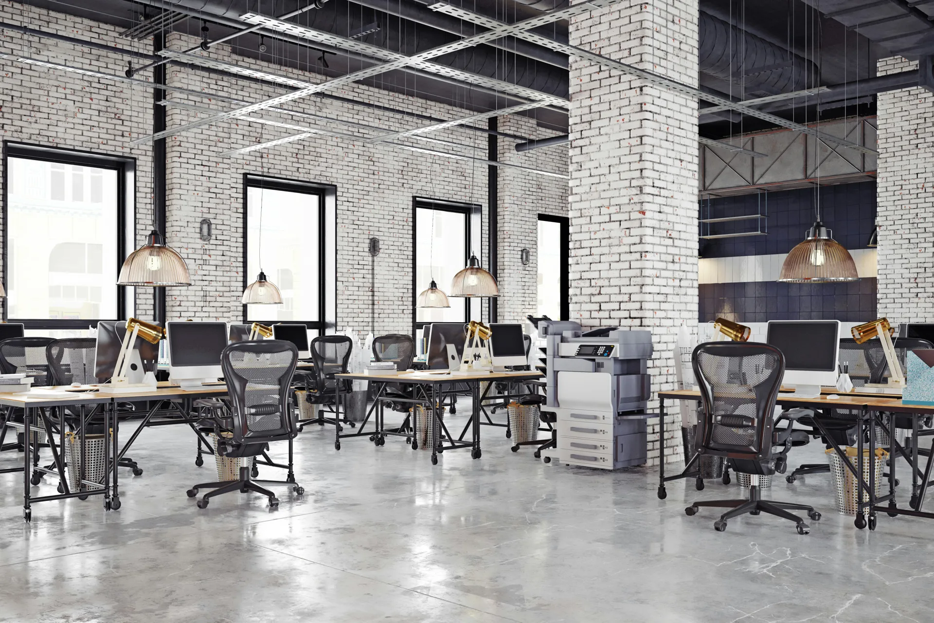 polished concrete floor in a Oshawa loft office space
