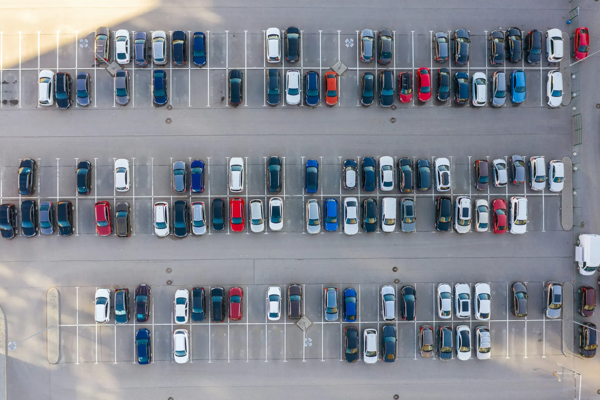 aerial view of a finished concrete parking lot in Oshawa