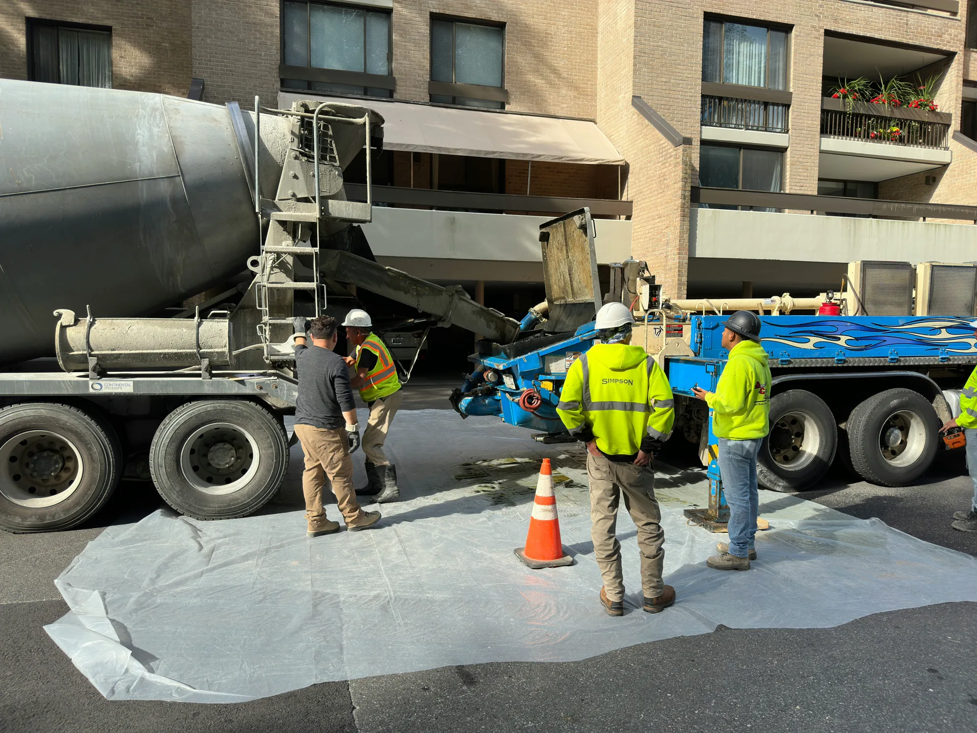 concrete pour for a commercial retaining wall in Oshawa