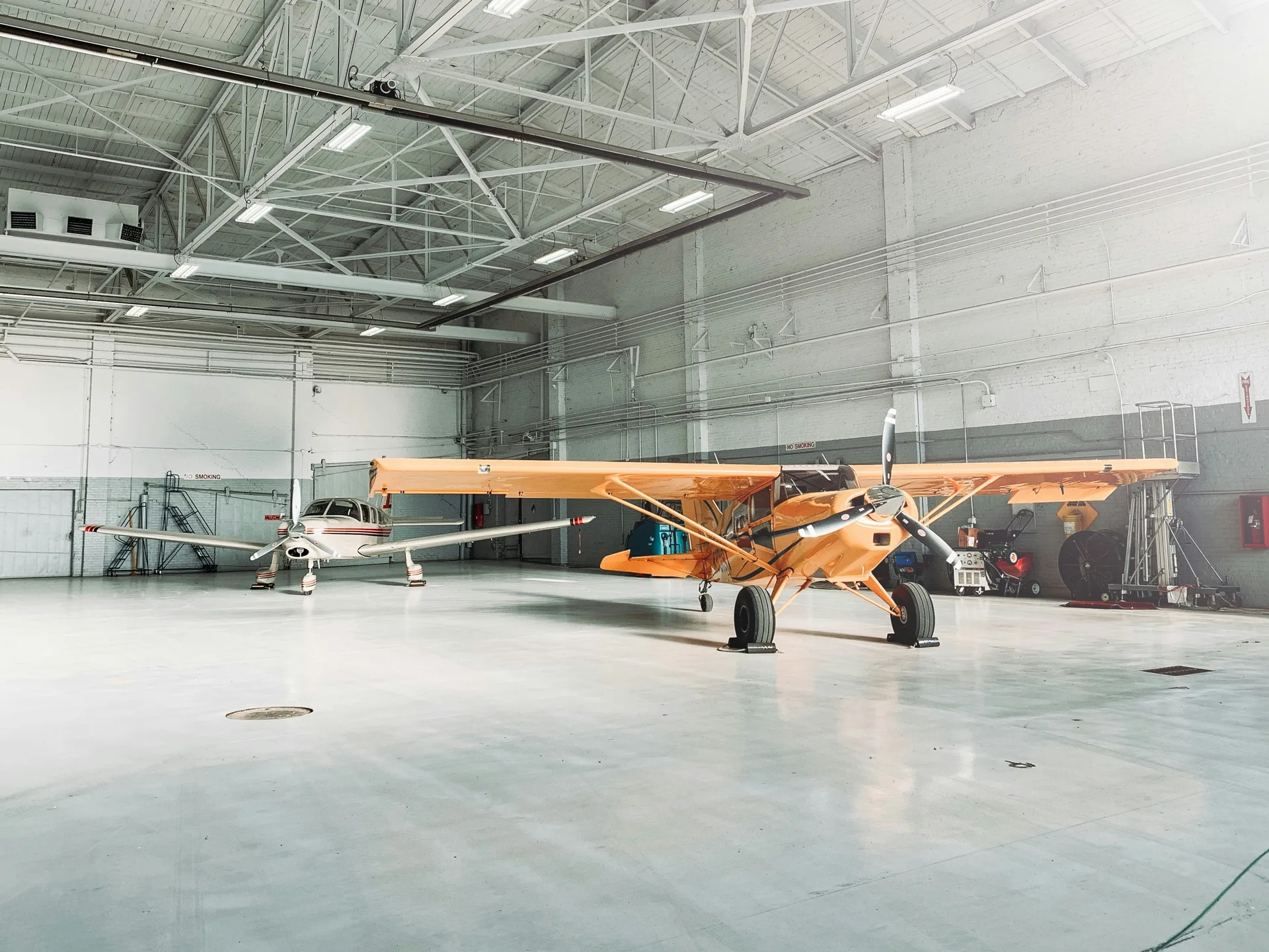 epoxy-coated aircraft hangar floor in a Oshawa facility