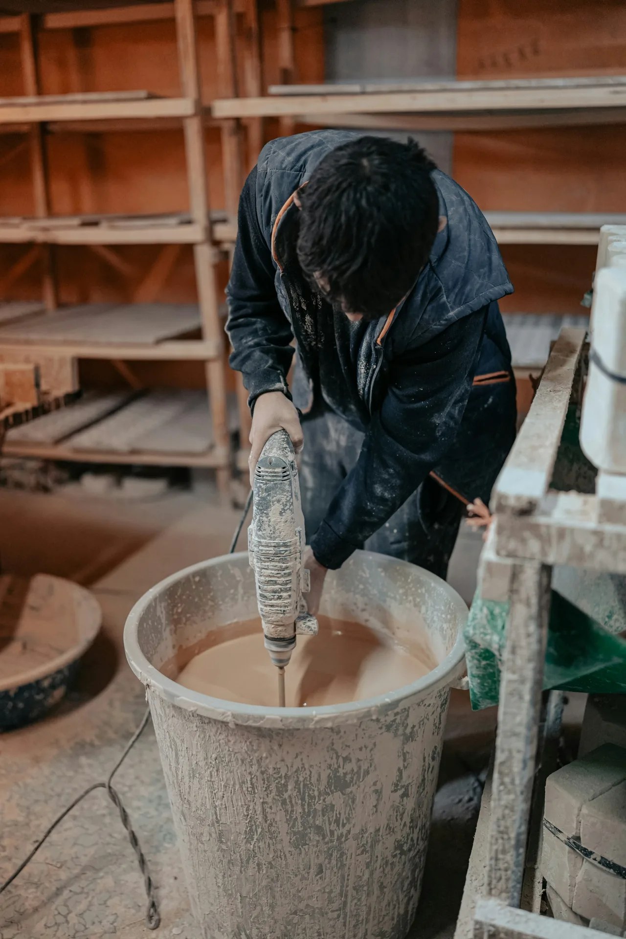 Sakrete mixed in a paddle mixer on a Oshawa site