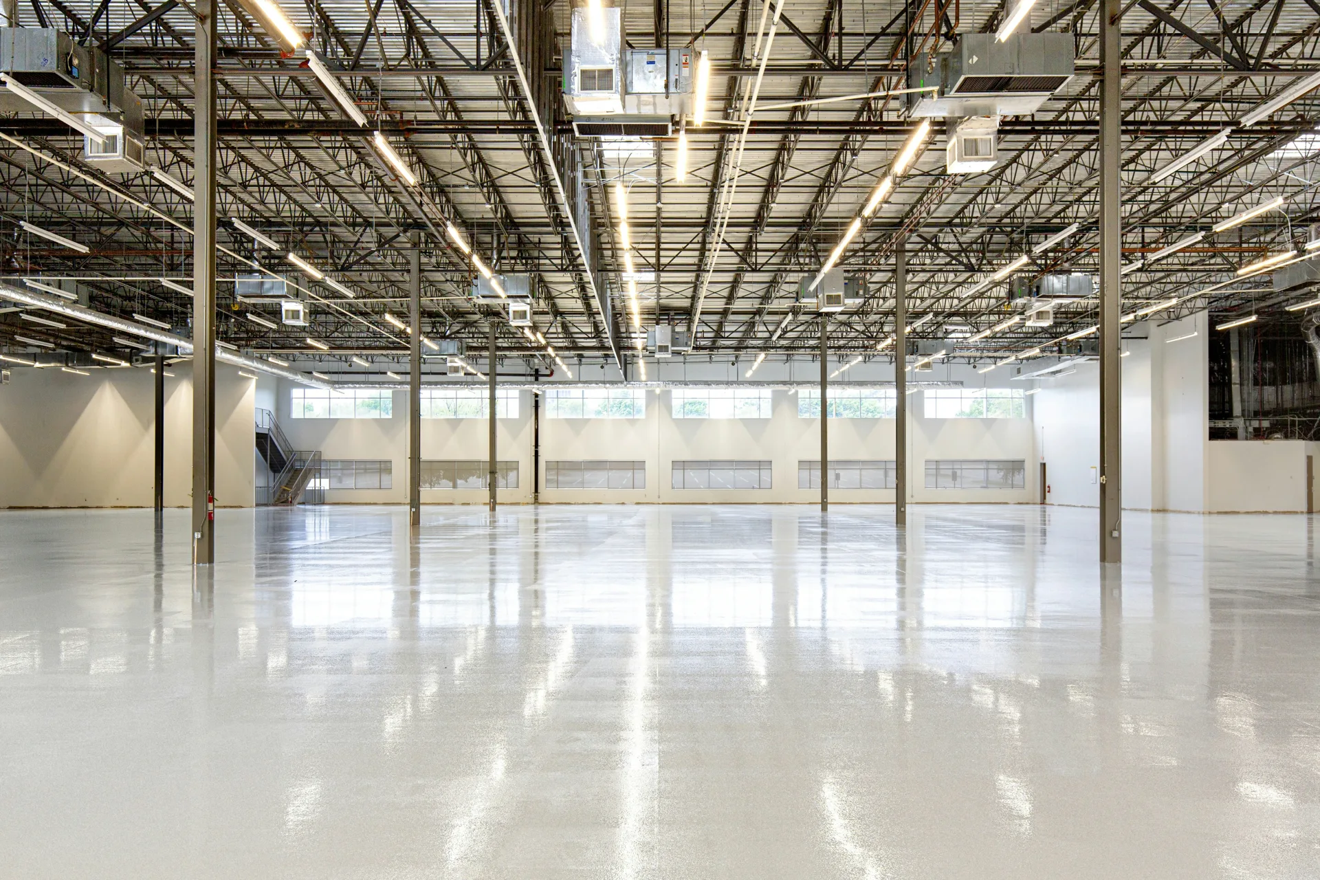 white epoxy coating on a Oshawa warehouse floor