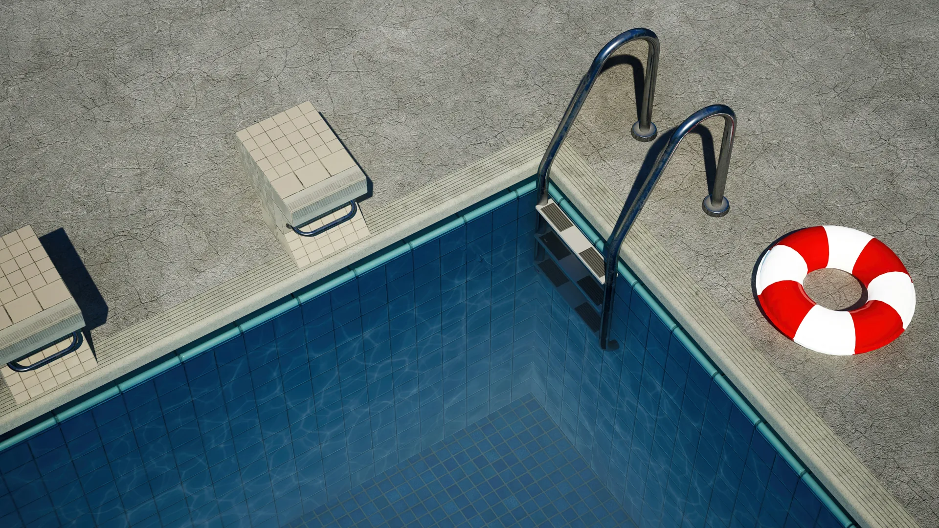 concrete pool deck with starting blocks at a Oshawa home