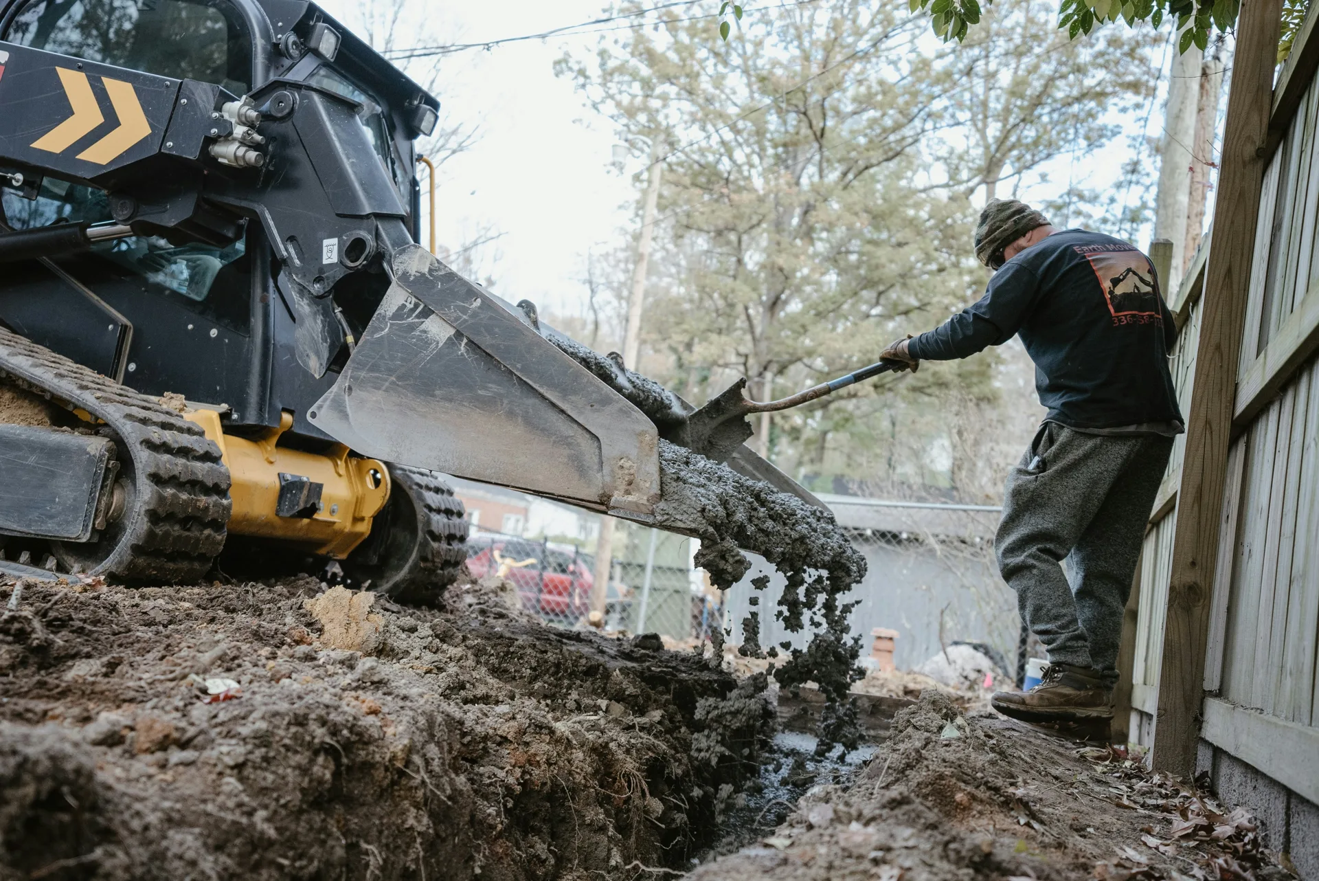 foundation pour with skid steer at a Brampton property