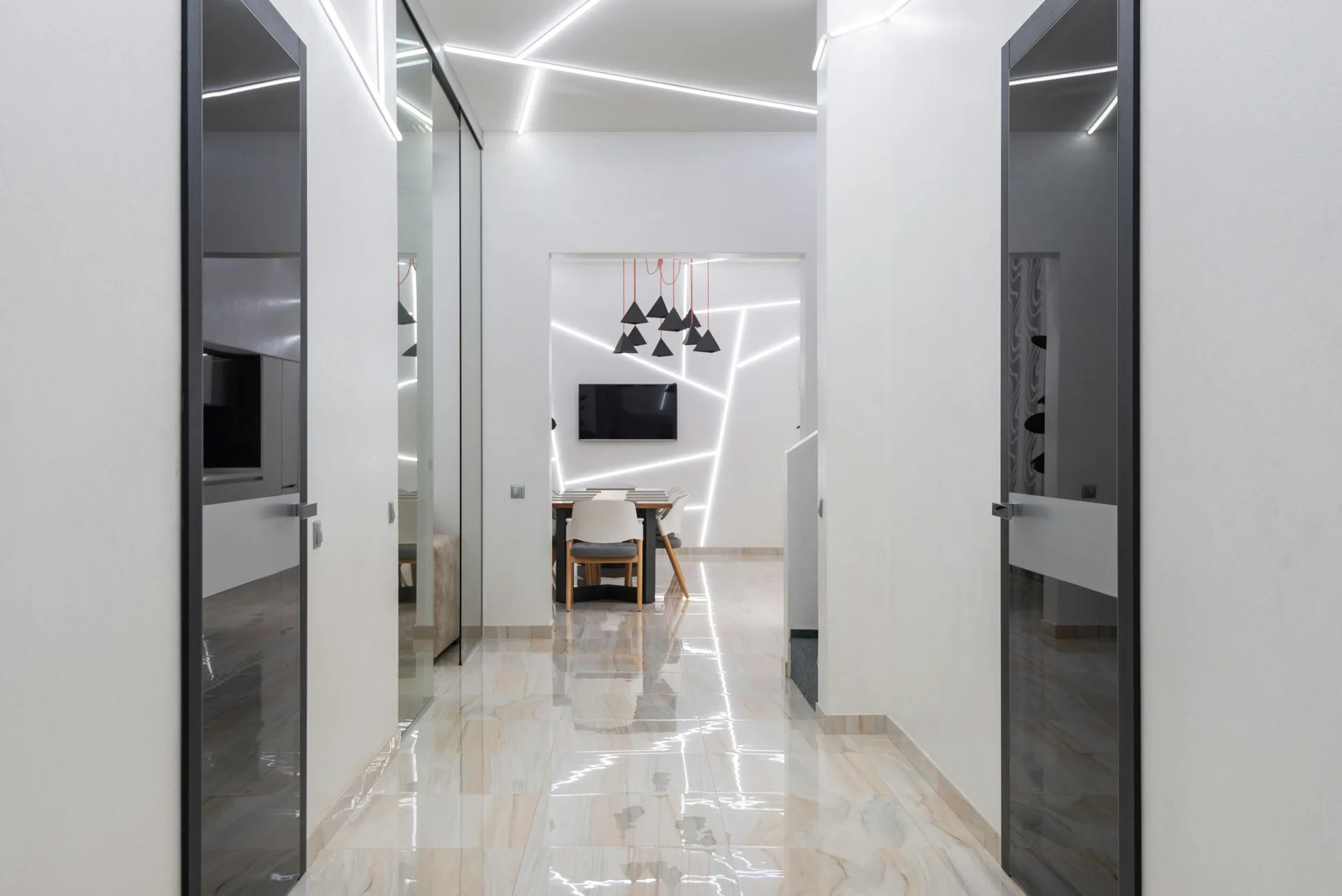 luxury hallway floor finished over Laticrete waterproofing in Oshawa