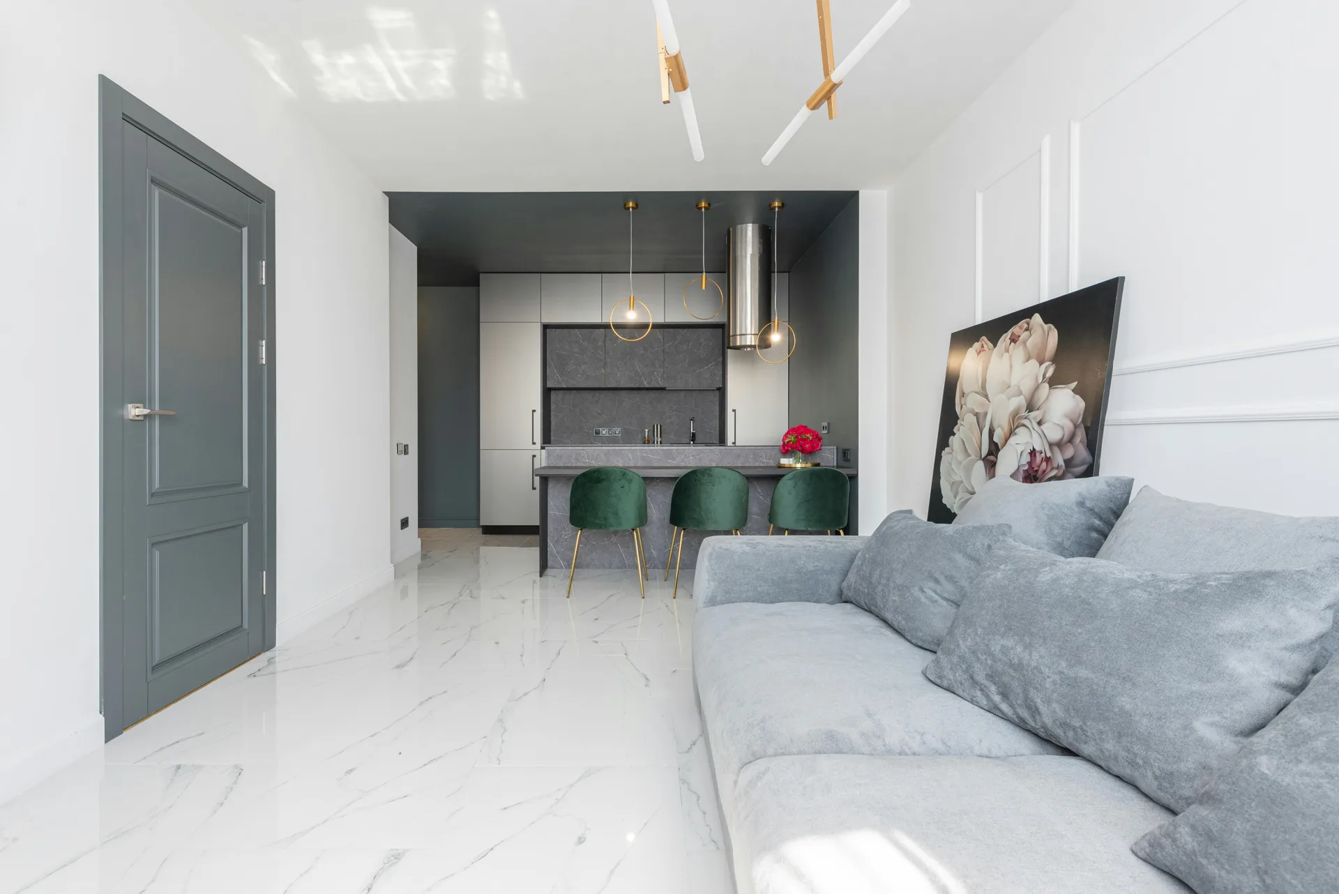 polished stone floor over a Laticrete underlayment in a Oshawa home