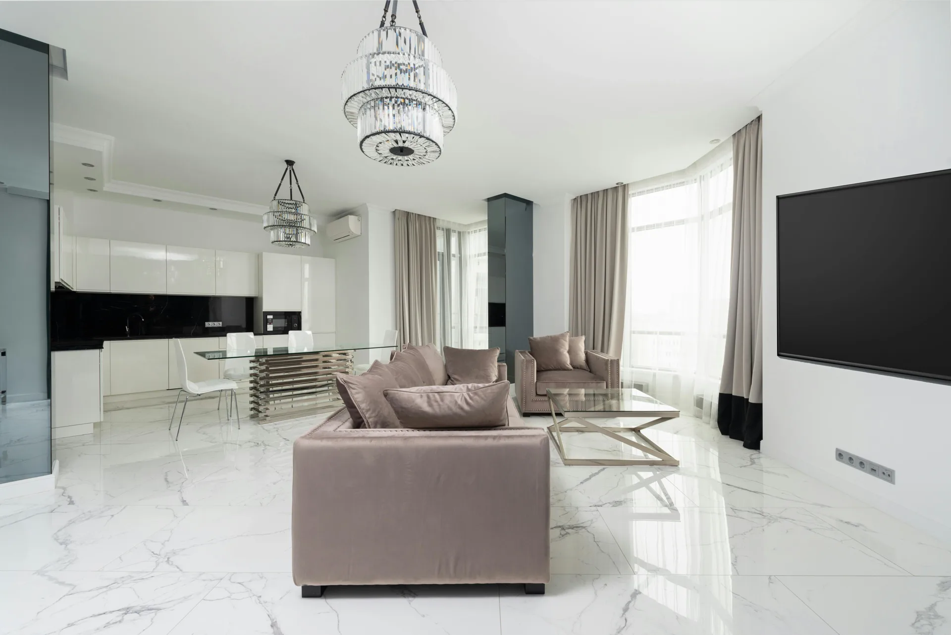 polished concrete floor in a luxury Oshawa living room