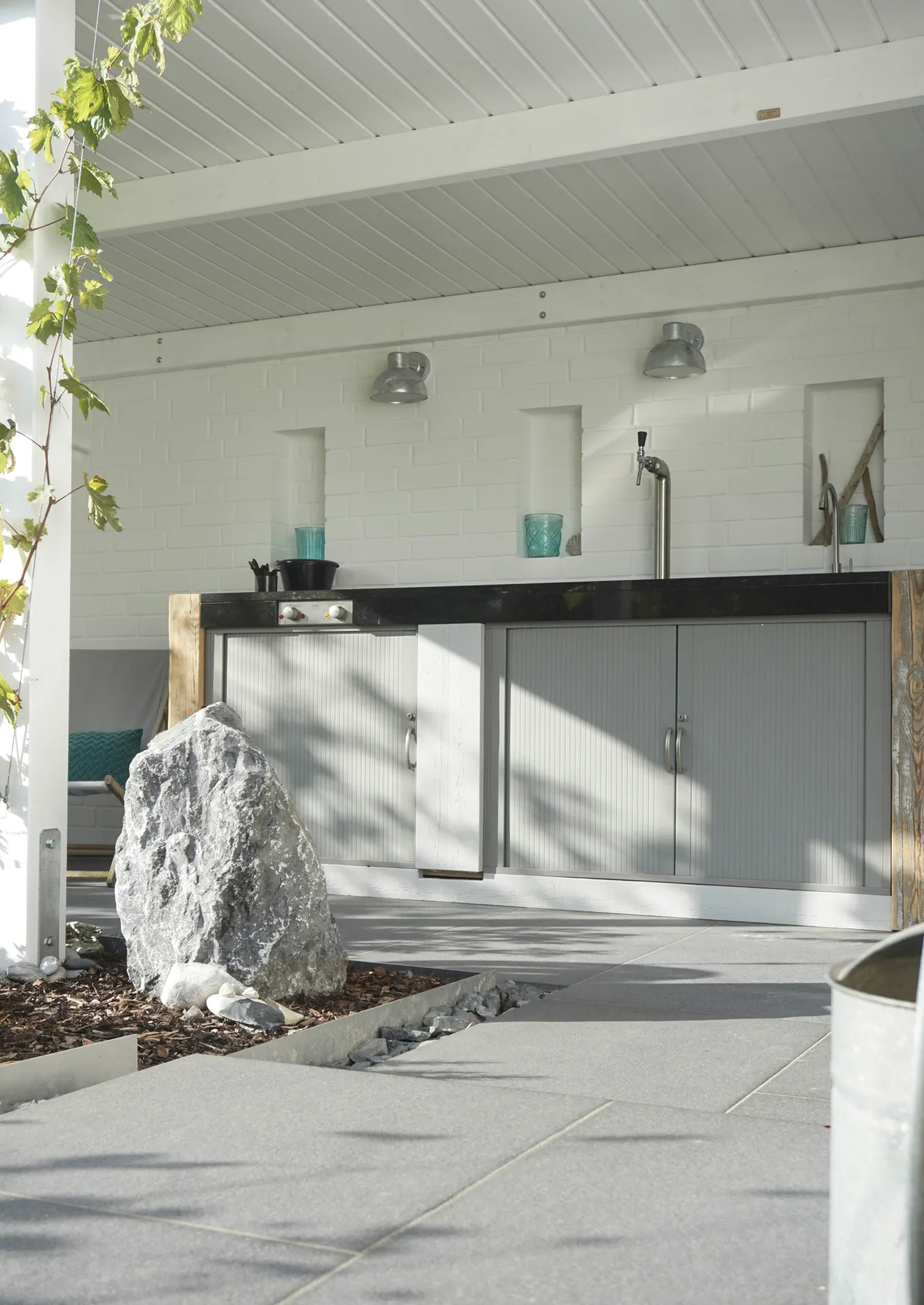 polished concrete outdoor bar counter at a Oshawa home