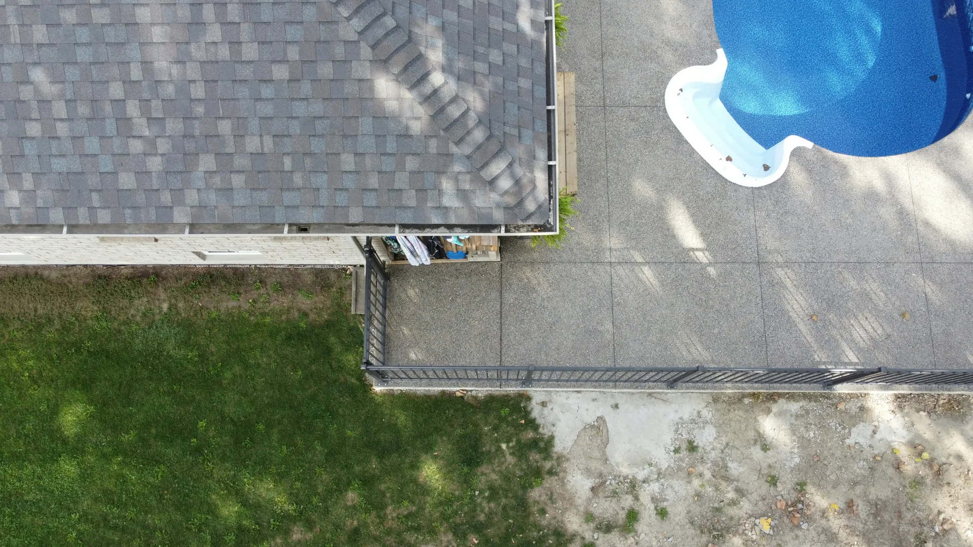 aerial view of a finished concrete pool deck in Oshawa
